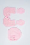 161610492110-BABY-CAP-SET,-3-IN-1,-PINK,-#6000